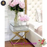 Table console de meubles miroir en acier inoxydable doré de haute qualité EV Guanding avec décor 3D table basse miroir mural