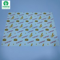 Papier sulfurisé imperméable et résistant à la graisse avec logo de marque, papier d'emballage alimentaire imprimé sur mesure pour hamburgers, sandwichs, pizzas, charcuteries