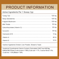 Poudre de champignons mélangés 120g pour chien et chat, mélange de queues de dinde, Reishi et Shiitake, poudre nutritionnelle quotidienne pour animaux de compagnie, pot.