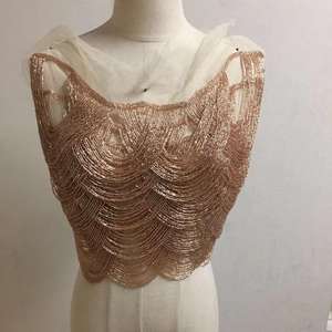 Applicazione per Abito da Sposa e da Sera a 5 Strati con Perline, Frange e Decorazioni, Collo con Strass - Product Image 5