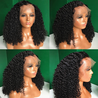 Perruque Afro Bouclée Kinky Mongole 400% Haute Densité Cheveux Vierges Alignés avec Cuticules Perruques à Fermeture Frontale en Dentelle