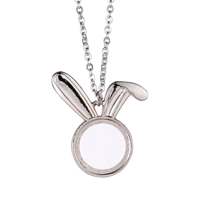Kalung Qualisub Modern Easter Sublimation Bunny dari Paduan Seng Berlapis Perak untuk Pencetakan Kustom - Product Image 3