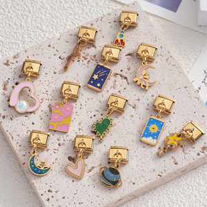 Fashion Charm Bracelet Gold Modular Pendant Set With Heart Starry Sky Pattern Unisex Gift Accessory - Product Image 2