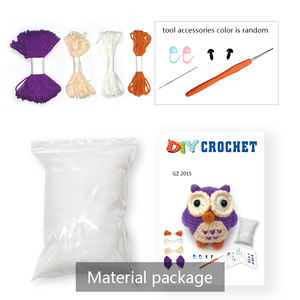 Set tas bahan rajut, bola benang tenun tangan DIY, ornamen boneka burung hantu - Product Image 3