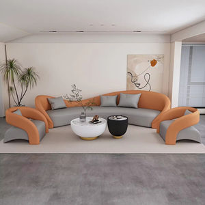 Ensemble de canapés sectionnels incurvés créatifs et simples pour salon, salon de beauté, réception d'hôtel, modèle de célébrité d'Internet, salle de repos, salle de sport - Product Image 4