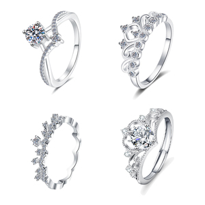 <span class=keywords><strong>Anello</strong></span> in Argento Sterling 925 Stile Punk con Corona da Principessa, Fascia con Gemme CZ, Taglio Ovale, Placcato in Rodio per Matrimoni e Feste - Product Image 1