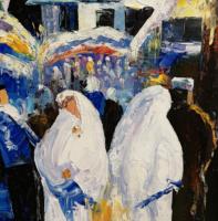 Impression de la ville du Maroc, peinture à l'huile épaisse, peinture à l'huile de caractère peinte à la main