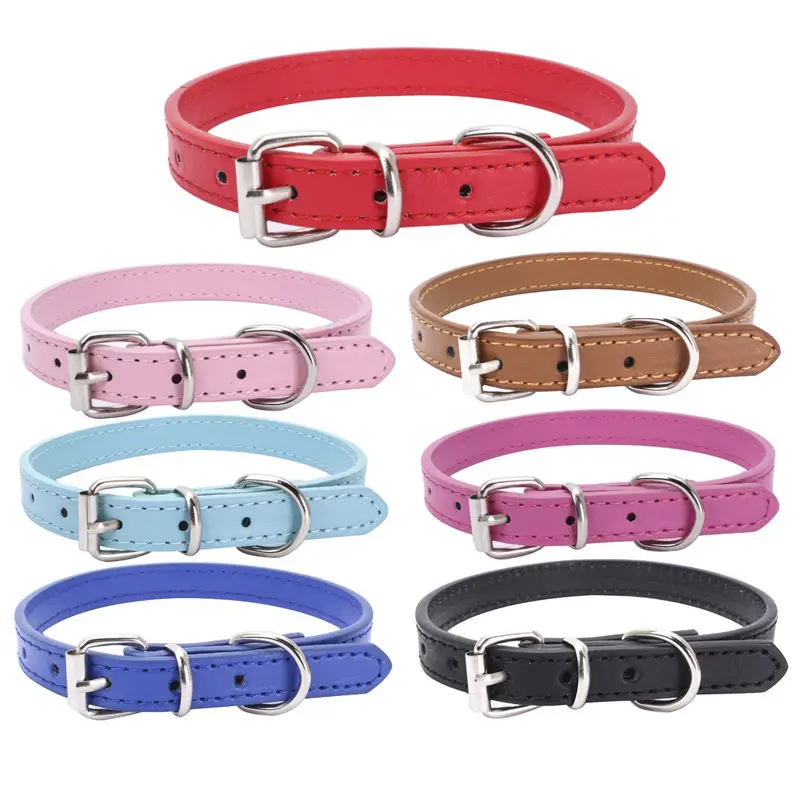 Collari per cani all'ingrosso collari per cani in pelle Pu personalizzati di lusso in pelle tinta unita collare per cani