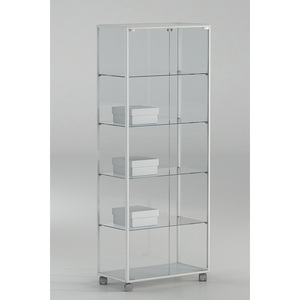 Vitrina con Marco de Aluminio 91x37x180 cm Blanca con Puertas de Vidrio y Estantes Ajustables - Product Image 1
