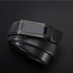 <span class=keywords><strong>Ceinture</strong></span> en cuir de vachette véritable pour homme avec boucle automatique en alliage, durable, rayée, longueur personnalisable, polyvalente, pour costume d'affaires et pantalon jeune - Product Image 5
