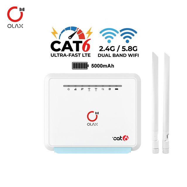 OLAX MC80 5000mAh CAT6 Wireless Bridge Bypass B28 Wifi 6 5G Modem Pfsense VPN 4G LTE WiFi Routers with Sim Card Slot