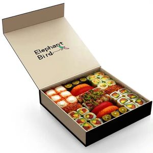 Chất lượng cao sang trọng màu đen bóng Sushi bánh pizza đưa ra hộp tùy chỉnh từ cứng nhắc bao bì Sushi hộp với thiết kế tùy chỉnh - Product Image 5