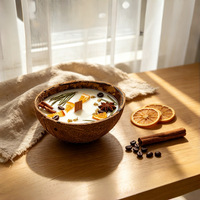 Bougie parfumée artisanale en cire de soja, en coquille de noix de coco naturelle, avec fleurs séchées, pour la décoration de la maison, les souvenirs de fête, les cadeaux