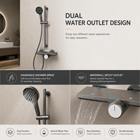 Système de douche thermostatique en acier inoxydable 304 pour salle de bain, ensemble de douche à effet pluie gris bronze, montage mural