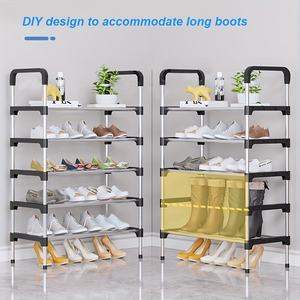 Household Steel Pipe <b>Shoe</b> <b>Rack</b> Dormitory 5-layer Dustproof <b>Shoe</b> Cabinet Storage <b>Rack</b> Height Adjustable <b>Metal</b> <b>Shoe</b> <b>Rack</b> - Product Image 5