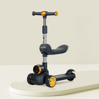 Trottinette en plastique pour enfants, trois roues, pliable, hauteur réglable, avec musique, jouet pour enfant