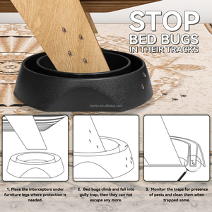 Venta caliente 4PCS Bed Bug Interceptor en un juego Trampa para chinches con revestimiento excesivo con almohadillas antideslizantes PP certificadas por EPA Patas de cama esenciales - Product Image 3