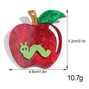 Personnalisé Meilleure Vente Mode Broche Mignon Bug Pomme Acrylique Broche Vintage Mode Broche pour Femmes - Product Image 6