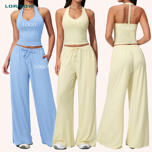 Ensemble de sport LORISOW 2 pièces : débardeur à col halter et <span class=keywords><strong>pantalon</strong></span> droit – Tenue de sport, danse, yoga <span class=keywords><strong>pour</strong></span> femme – Collection Printemps - Product Image 1