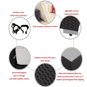 Soggiorno mobili da <span class=keywords><strong>esterno</strong></span> divano lusso personalizza Set telaio Rattan divani da giardino per esterni mobili da <span class=keywords><strong>esterno</strong></span> in rattan di <span class=keywords><strong>plastica</strong></span> - Product Image 5