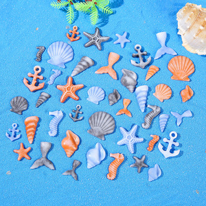Décorations océaniques miniatures en résine : coquillages, étoiles de mer, hippocampes, ancres, queues de sirène – Kit d'artisanat côtier multi-pièces - Product Image 1