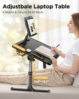 Bureau de recouvrement en cuir de qualité supérieure SAIJI: table pour ordinateur portable pliable réglable XXL avec support