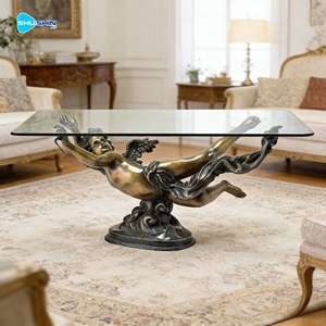 Socle de table basse en bronze antique, sculpture féminine de luxe, pieds de table en métal pour décoration intérieure - Product Image 3