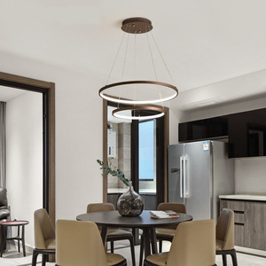 Boucles d'oreille à distance pour hôtels Lustre moderne à LED réglable pour lampe à suspension de salon Lumières à LED <span class=keywords><strong>3</strong></span> anneaux Lustre noir - Product Image 3