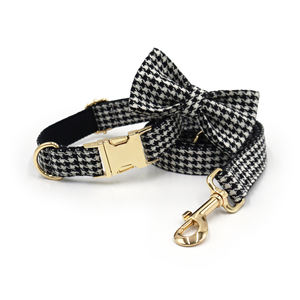 Tiktok Followers Pet ultimo 2025 simpatico cane guinzaglio viola e verde con fibbia in metallo Plaid collare per cani in cotone papillon per cani - Product Image 1