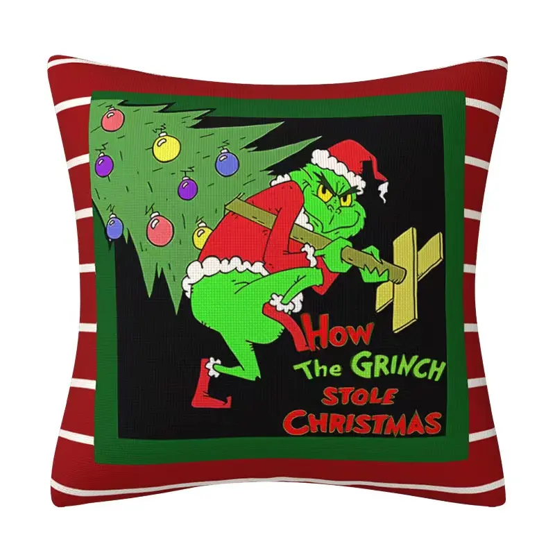 2024 nuevo diseño Grinch Navidad hogar funda de almohada sofá 45cm almohada personalizada cojín