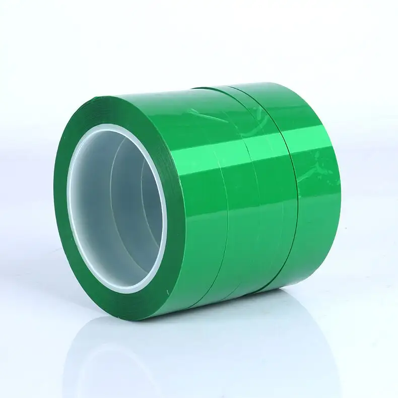 Adhesivo de silicona para protección de superficie de alta temperatura, cinta de poliéster verde Pet a prueba de calor
