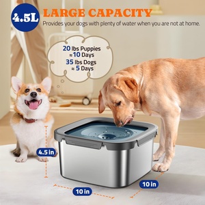 Factory Wholesale 4l Large Stainless Steel Water <b>Tank</b> for Dogs <b>Cats</b> Pet Slow Drinking Splash Proof Dog Bowl No Spill - Product Image 3