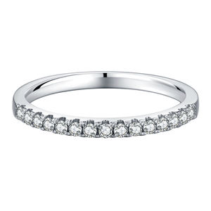Ensemble d'alliances pour femmes en argent sterling 925 petit VVS D couleur 0.225ct Moissanite plaqué rhodium pavé réglage brillant élégant - Product Image 2