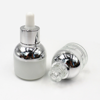 Flacons compte-gouttes de luxe en verre mat 30 ml (1 oz) avec colliers dorés/argentés, prêts pour diffuseurs à bâtonnets, sérums et huiles essentielles, avec pompe à bulbe en nitrile