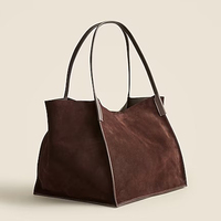 Sac Fourre-Tout Seau Hobo Grande Épaule Personnalisé en Cuir Daim Marron de Luxe pour Femmes