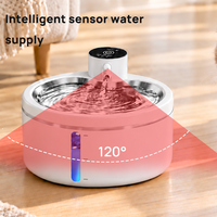 Fontaine à eau pour animaux de compagnie à trois modes pour chats, à activation par capteur, débit d'eau intermittent et continu avec batterie rechargeable de 4000 mAh