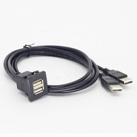 Cable de extensión dual USB 2,0 macho a hembra para puertos de cargador de Cable USB de montaje empotrado para tablero de coche cuadrado