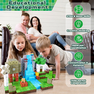 100 pièces STEM Montessori Cadeaux d'anniversaire sensoriels Blocs magnétiques en plastique Jouets cubes Empilage Construction Monde forestier Stqiji >14 ans - Product Image 6