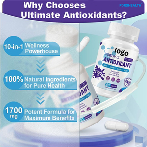 תוספי תזונה נוגדי חמצון OEM/ODM |   פורמולה להתאמה אישית 120 כמוסות |   תמיכה חיסונית ובריאות הלב והמוח התאוששות מפעילות גופנית - Product Image 2