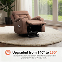 Fauteuil releveur motorisé pour personnes âgées, inclinable, avec télécommande, design traditionnel, revêtement en cuir, accoudoirs rembourrés