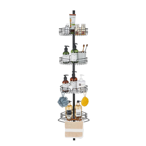 Étagère d'angle télescopique à 4 niveaux, sans perçage, gain de place, pour <span class=keywords><strong>salle</strong></span> de <span class=keywords><strong>bain</strong></span>, vente en gros d'usine moderne - Product Image 2