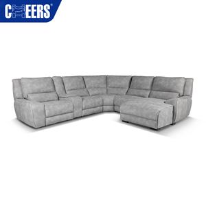 <span class=keywords><strong>MANWAH</strong></span> Sofá de Tela Moderna para Sala de Estar, Sofá Seccional Reclinable Eléctrico de 5 Plazas Gris con Caja de Almacenamiento y Marco de Acero Inoxidable - Product Image 3