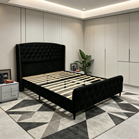 Vente directe d'usine, panneau en contreplaqué, meubles de luxe design, robuste, durable, lit moderne avec cadre en bois doux