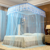 Moustiquaire en forme de U pour lit King Queen Size, style princesse, avec baldaquin en dentelle et filet, pour intérieur