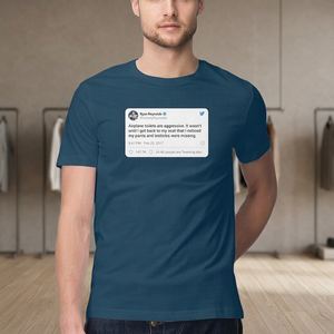 Camiseta Azul de Manga Corta para Hombre con Estampado de Twitter, Cuello Redondo, Corte Regular, Algodón Jersey Ecológico de 320g - Product Image 1