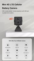 Caméra de sécurité O KAM Pro 5MP 4G LTE GSM mini à batterie avec support magnétique, alarme PIR, détection humaine, vision nocturne, audio et cloud