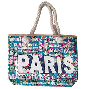 Bolsa de Playa de Lona con Logotipo Personalizado, Recuerdos de París, Francia - Product Image 1