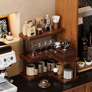 Corner Desktop Shelf 3 Tier Wood <b>Storage</b> Rack For <b>Kitchen</b> Coffee Bar Organizing Display Stand - Product Image 1