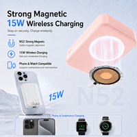 Batterie externe haute capacité 20000 mAh avec chargeur magnétique sans fil 15 W, charge rapide 22,5 W, câbles intégrés pour les voyages