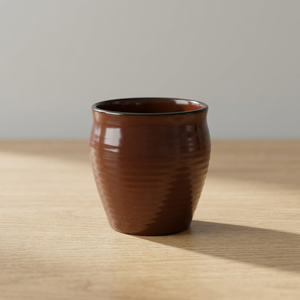 Brown <b>Handmade</b> <b>Ceramic</b> Tea Cup Ribbed Reusable Chai <b>Mug</b> for Home Party Restaurant - Product Image 5